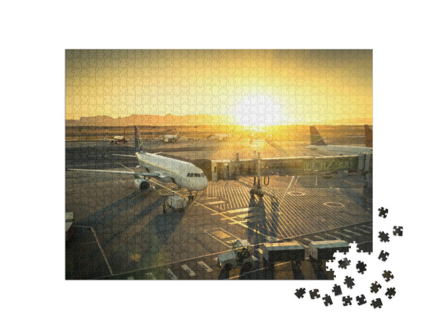 Airplane At the Terminal Gate Ready for Takeoff - Modern... Jigsaw Puzzle with 1000 pieces