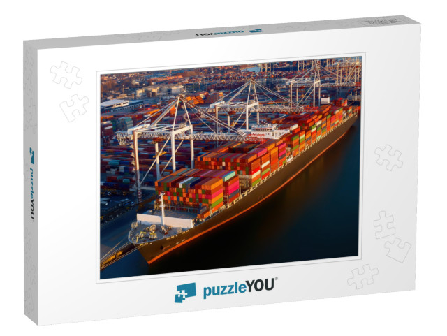 Aerial View of Colorful Containers on a Cargo Ship At the... Jigsaw Puzzle