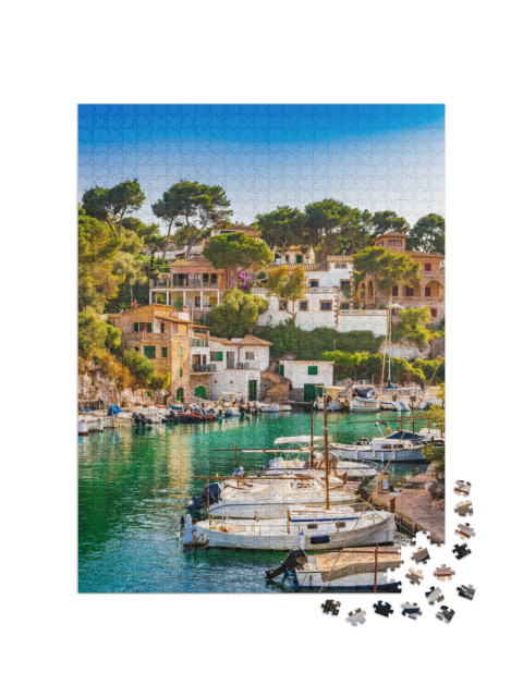 Spain Majorca, Idyllic View of the Old Fishing Port Villa... Jigsaw Puzzle with 1000 pieces