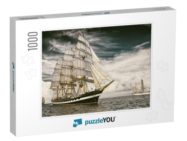 Sailing Ships. Toned Image & Blur. Retro Style Postcard... Jigsaw Puzzle with 1000 pieces