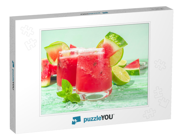 Cold Summer Cocktail, Watermelon Margaritas or Mojito wit... Jigsaw Puzzle