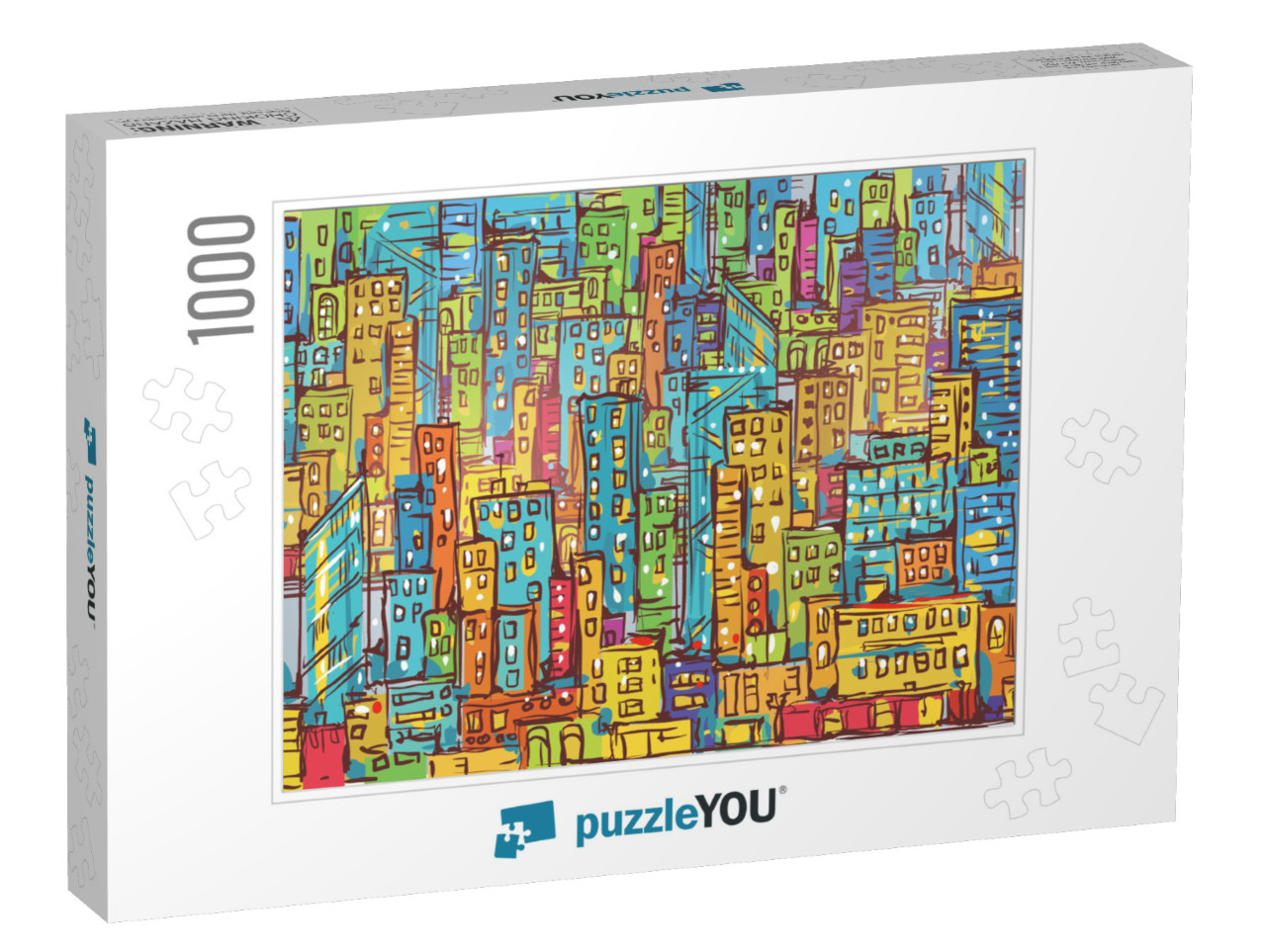 Cityscape Hand Drawn Vector Illustration... Jigsaw Puzzle with 1000 pieces