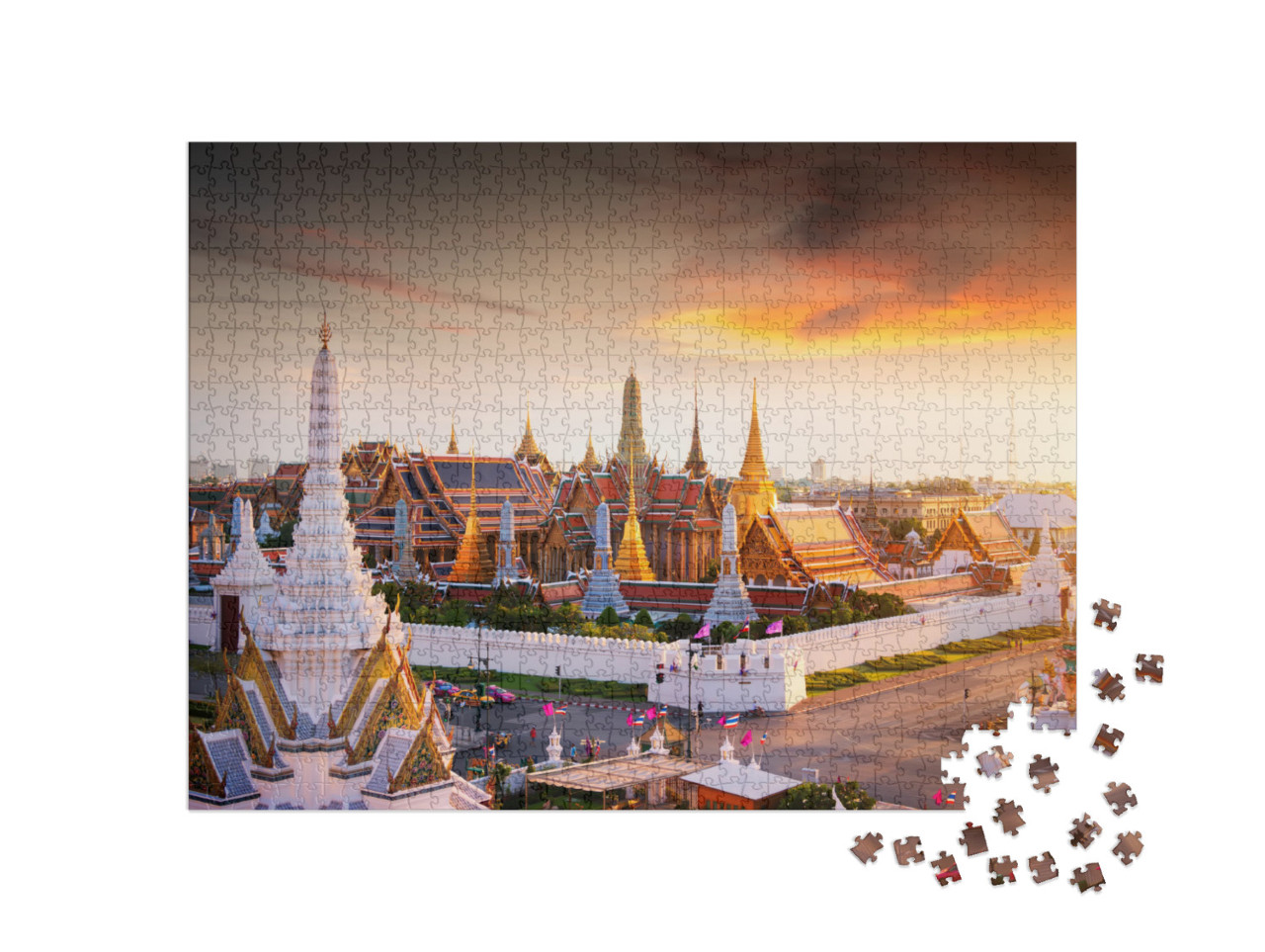 Grand Palace At Twilight in Bangkok, Thailand... Jigsaw Puzzle with 1000 pieces