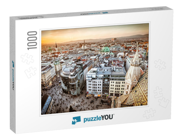 Vienna At Sunset, Aerial View from Above the City... Jigsaw Puzzle with 1000 pieces