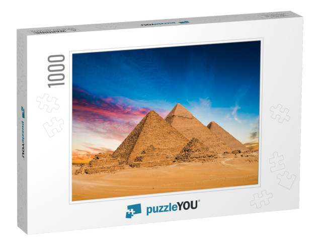 Great Pyramids of Giza, Egypt, At Sunset... Jigsaw Puzzle with 1000 pieces