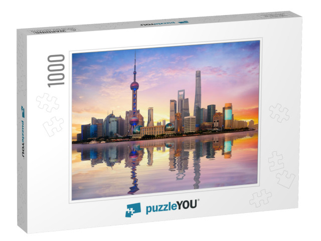 China Shanghai City Skyline At Dusk, Shanghai China... Jigsaw Puzzle with 1000 pieces