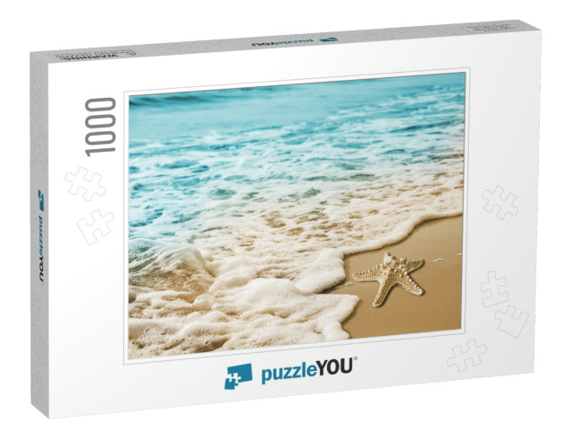 Starfish & Soft Wave on the Sandy Beach Summer Tropical C... Jigsaw Puzzle with 1000 pieces