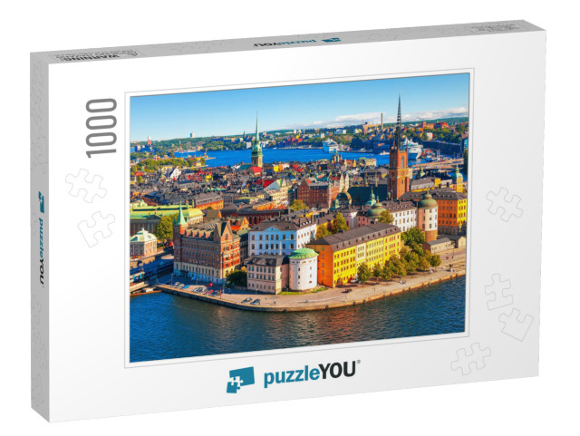 Scenic Summer Aerial Panorama of the Old Town Gamla Stan... Jigsaw Puzzle with 1000 pieces