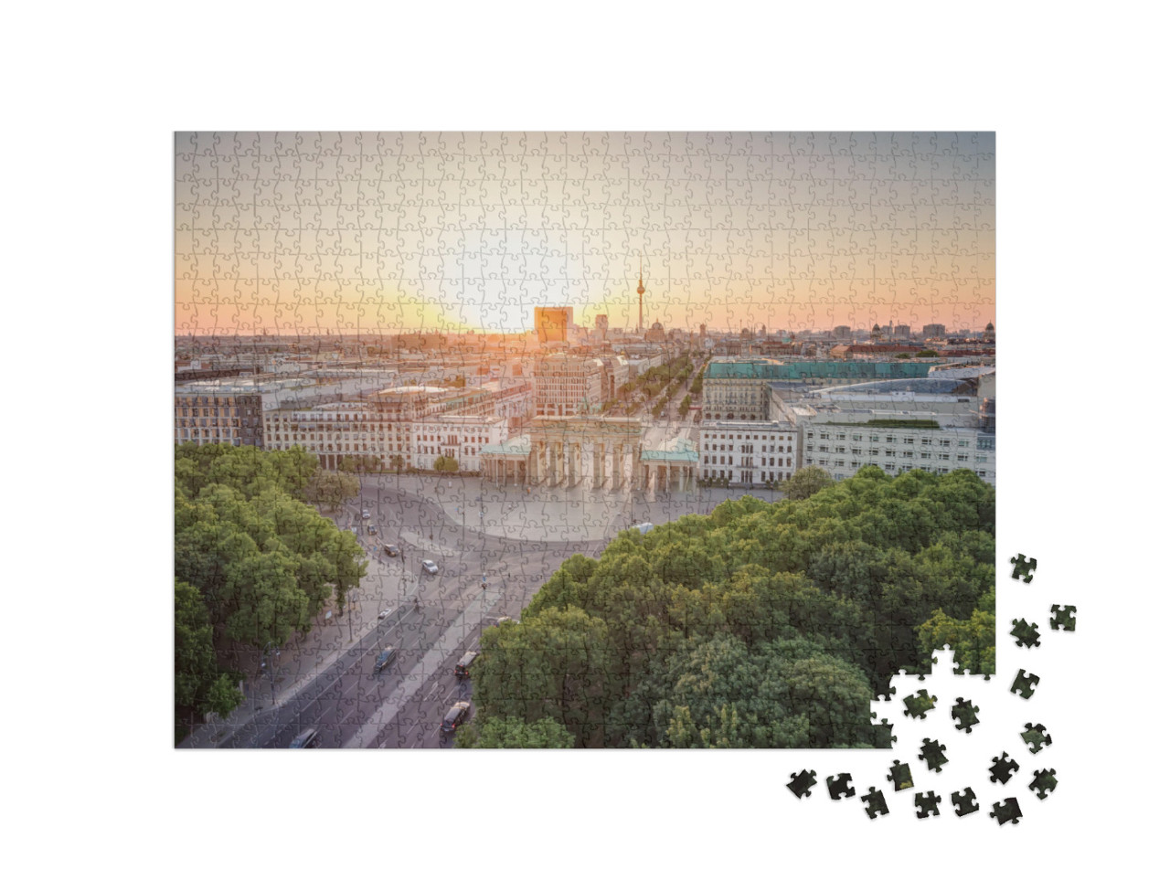 The Brandenburg Gate in Berlin At Sunrise, Germany... Jigsaw Puzzle with 1000 pieces