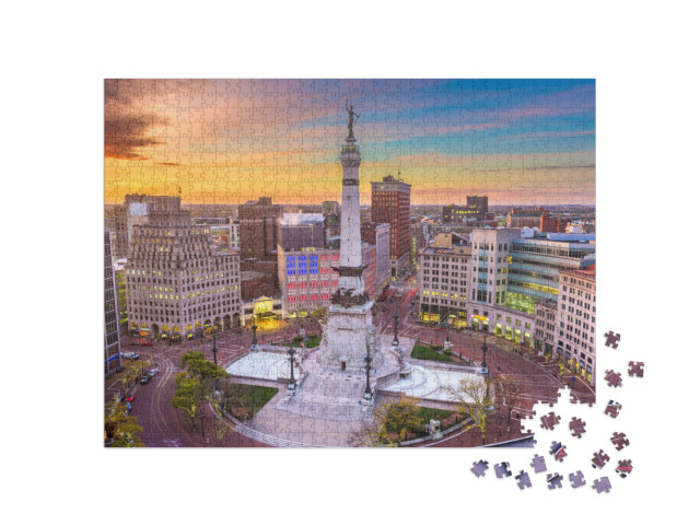 Indianapolis, Indiana, USA Downtown Cityscape & Monument C... Jigsaw Puzzle with 1000 pieces