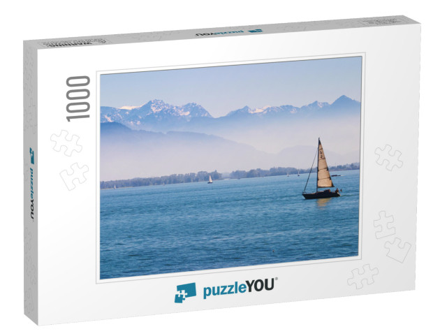 Boats on the Lake of Constance with the Alps in the Back... Jigsaw Puzzle with 1000 pieces