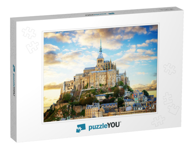 Close Up of Mont Saint Michel on Sunset, France Retro Ton... Jigsaw Puzzle