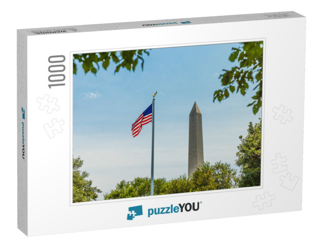 Washington Monument with American Flag, Washington Dc... Jigsaw Puzzle with 1000 pieces