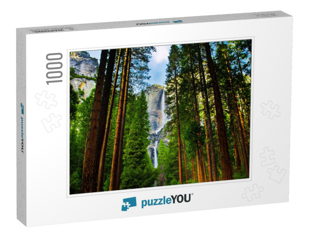 Yosemite Waterfalls Behind Sequoias in Yosemite National... Jigsaw Puzzle with 1000 pieces