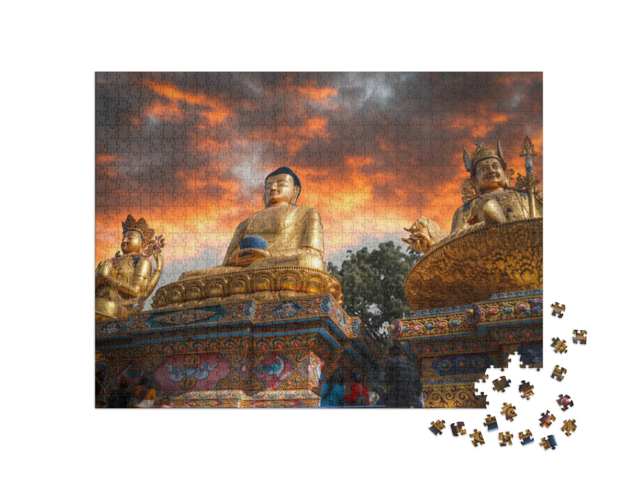 Swayambhunath Golden Buddha Statue. Kathmandu, Nepal... Jigsaw Puzzle with 1000 pieces