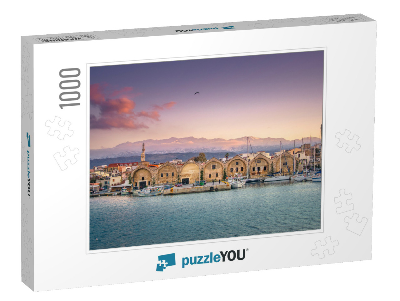 Panorama of the Beautiful Old Harbor of Chania with the A... Jigsaw Puzzle with 1000 pieces