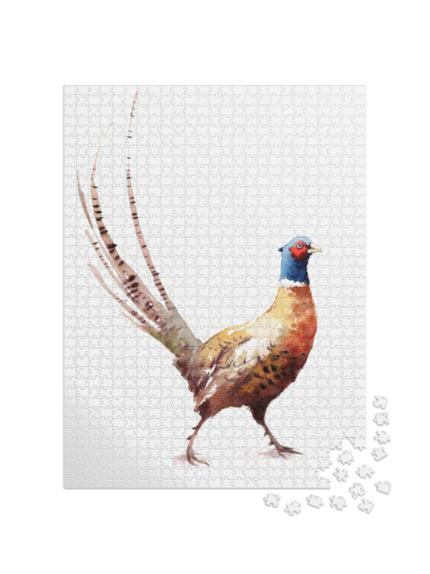 Pheasant Watercolor Bird Hand Painted Illustration Isolat... Jigsaw Puzzle with 1000 pieces