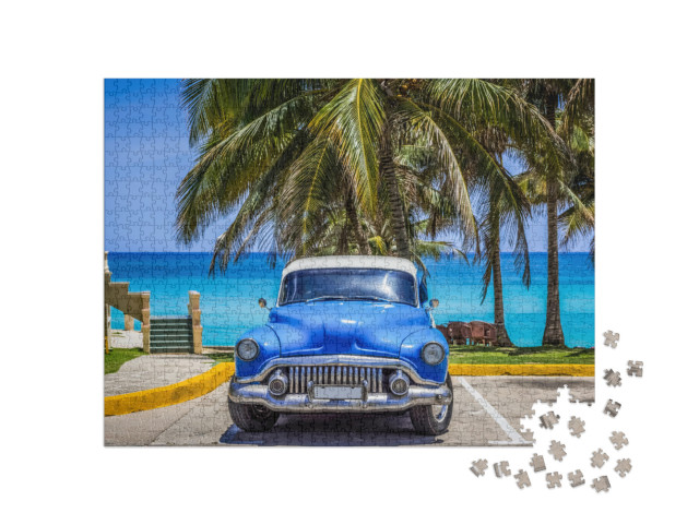 Varadero, Cuba - June 21, 2017 Hdr - American Blue Buick... Jigsaw Puzzle with 1000 pieces