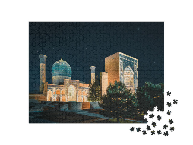 Gur-Emir Mausoleum At Night with Stars, Samarkand, Uzbeki... Jigsaw Puzzle with 1000 pieces