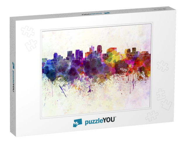 Phoenix Skyline in Watercolor Background... Jigsaw Puzzle