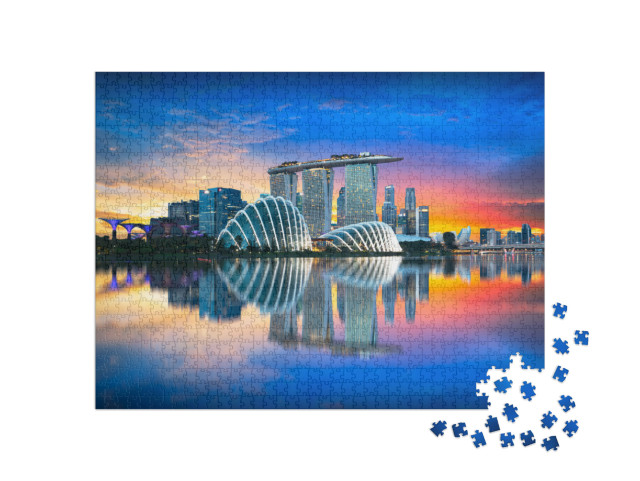 Singapore City Skyline At Dusk... Jigsaw Puzzle with 1000 pieces