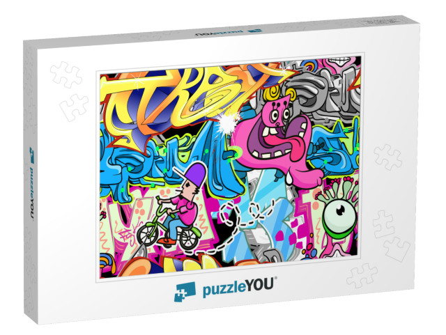 Graffiti Wall Urban Art Seamless Background... Jigsaw Puzzle