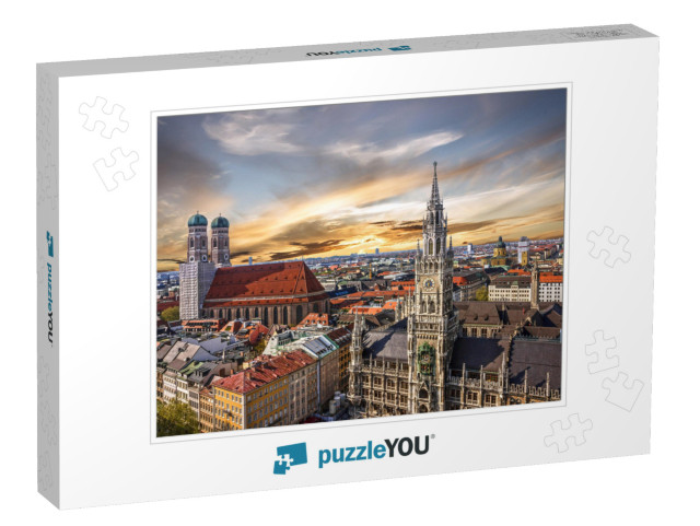 Munich Sunset Panoramic Architecture, Bavaria, Germany. F... Jigsaw Puzzle