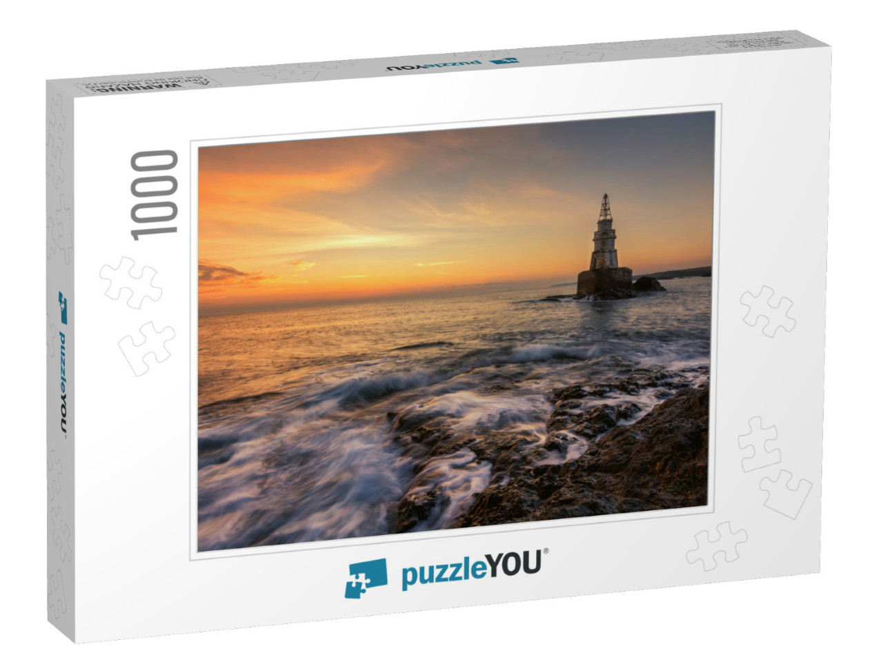 Misty Sunrise of the Lighthouse in Ahtopol, Bulgaria. Blu... Jigsaw Puzzle with 1000 pieces