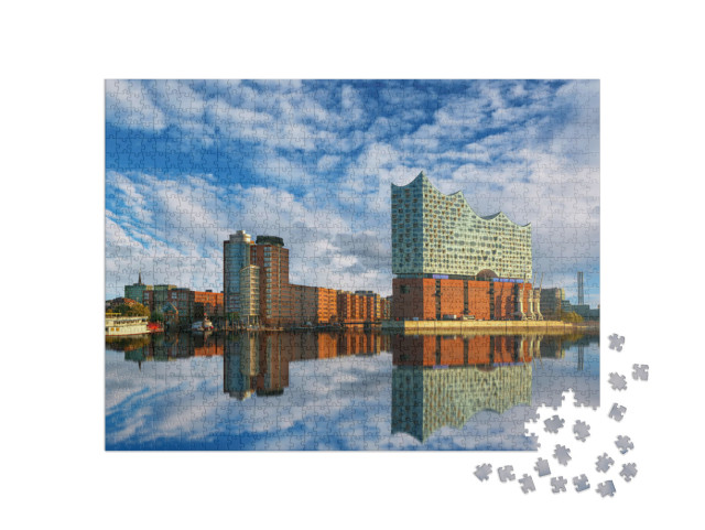 Reflection of the Elbphilharmonie in Hamburg... Jigsaw Puzzle with 1000 pieces