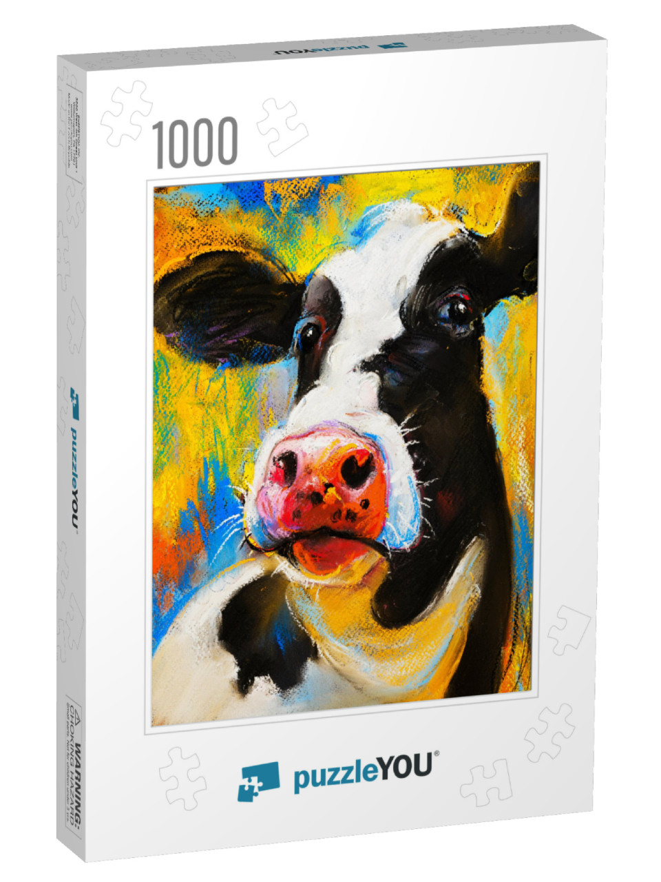 Original Pastel Painting. Cow Portrait. Modern Art... Jigsaw Puzzle with 1000 pieces