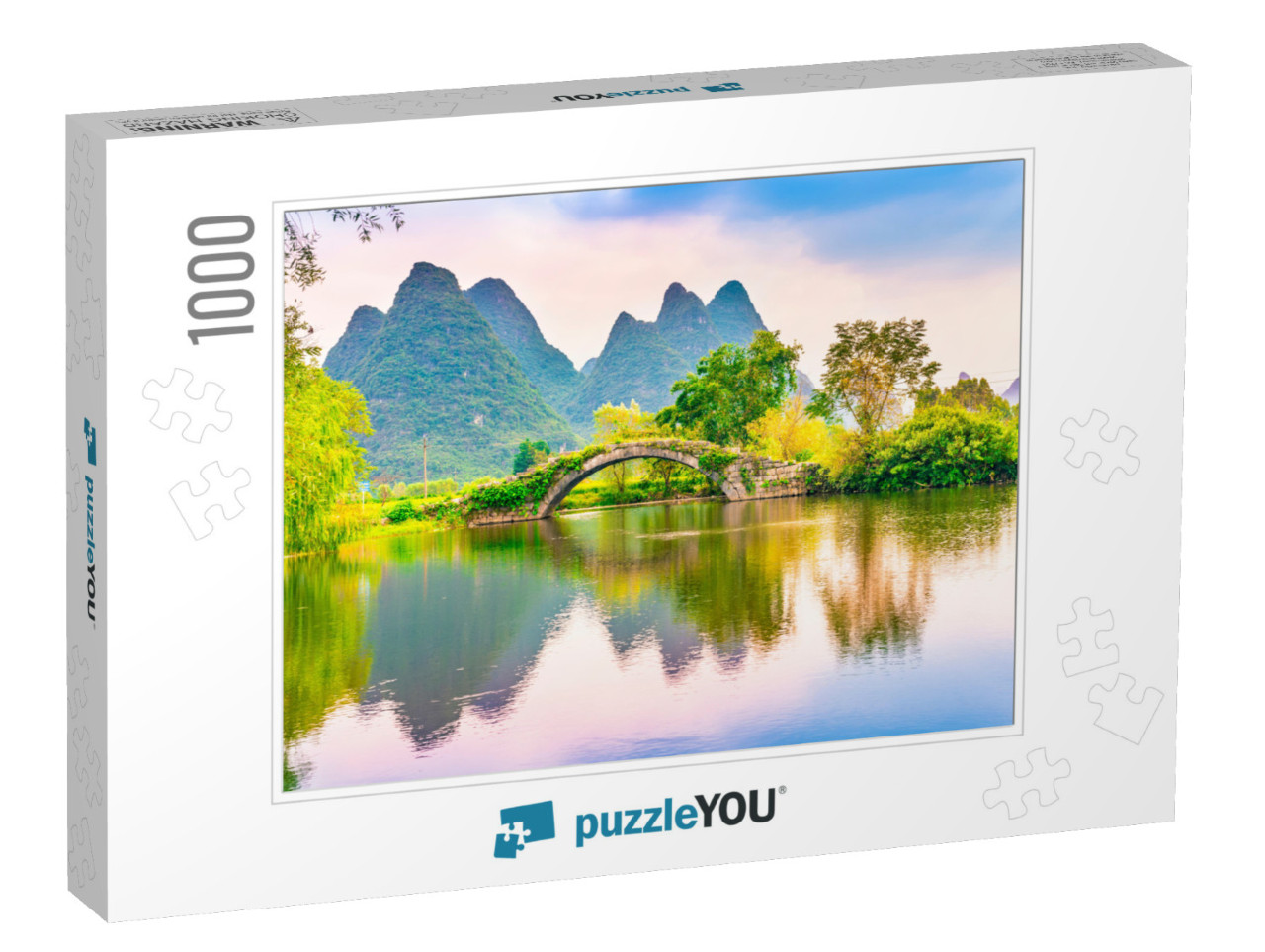 Landscape of Guilin, Ancient Bridge & Karst Mountains. Lo... Jigsaw Puzzle with 1000 pieces