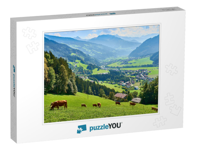 View Over Beautiful Valley Zillertal in Tirol in Austria... Jigsaw Puzzle