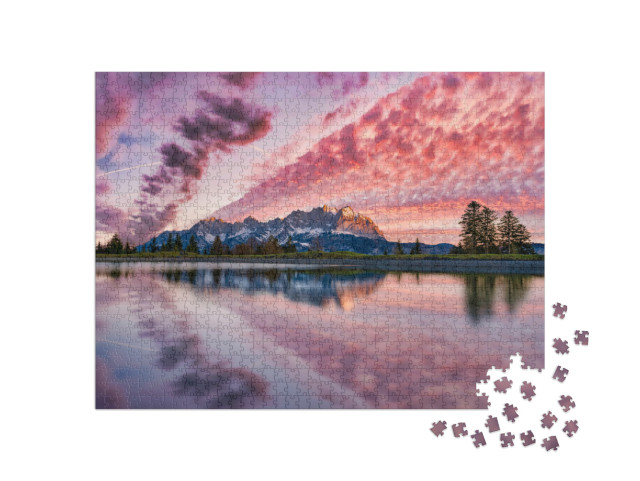 Wilder Kaiser Mountain Range Early in the Morning... Jigsaw Puzzle with 1000 pieces