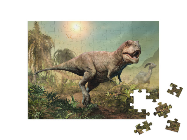 Tyrannosaurus Rex Scene 3D Illustration... Jigsaw Puzzle with 100 pieces