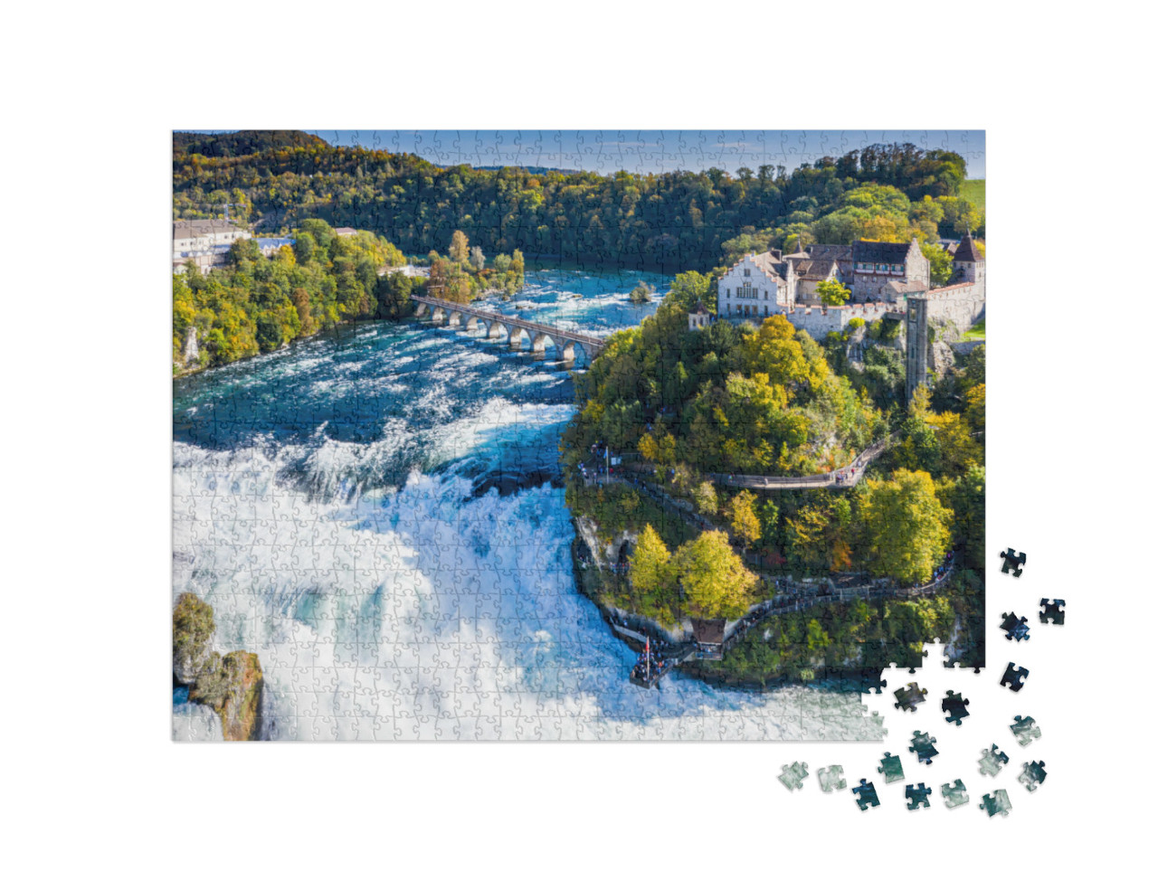 Rhine Falls or Rheinfall, Switzerland Panoramic Aerial Vi... Jigsaw Puzzle with 1000 pieces