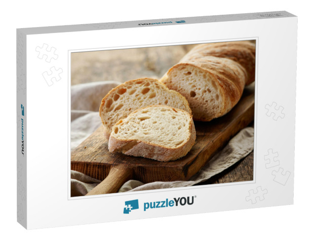 Freshly Baked Ciabatta Bread on Wooden Cutting Board... Jigsaw Puzzle