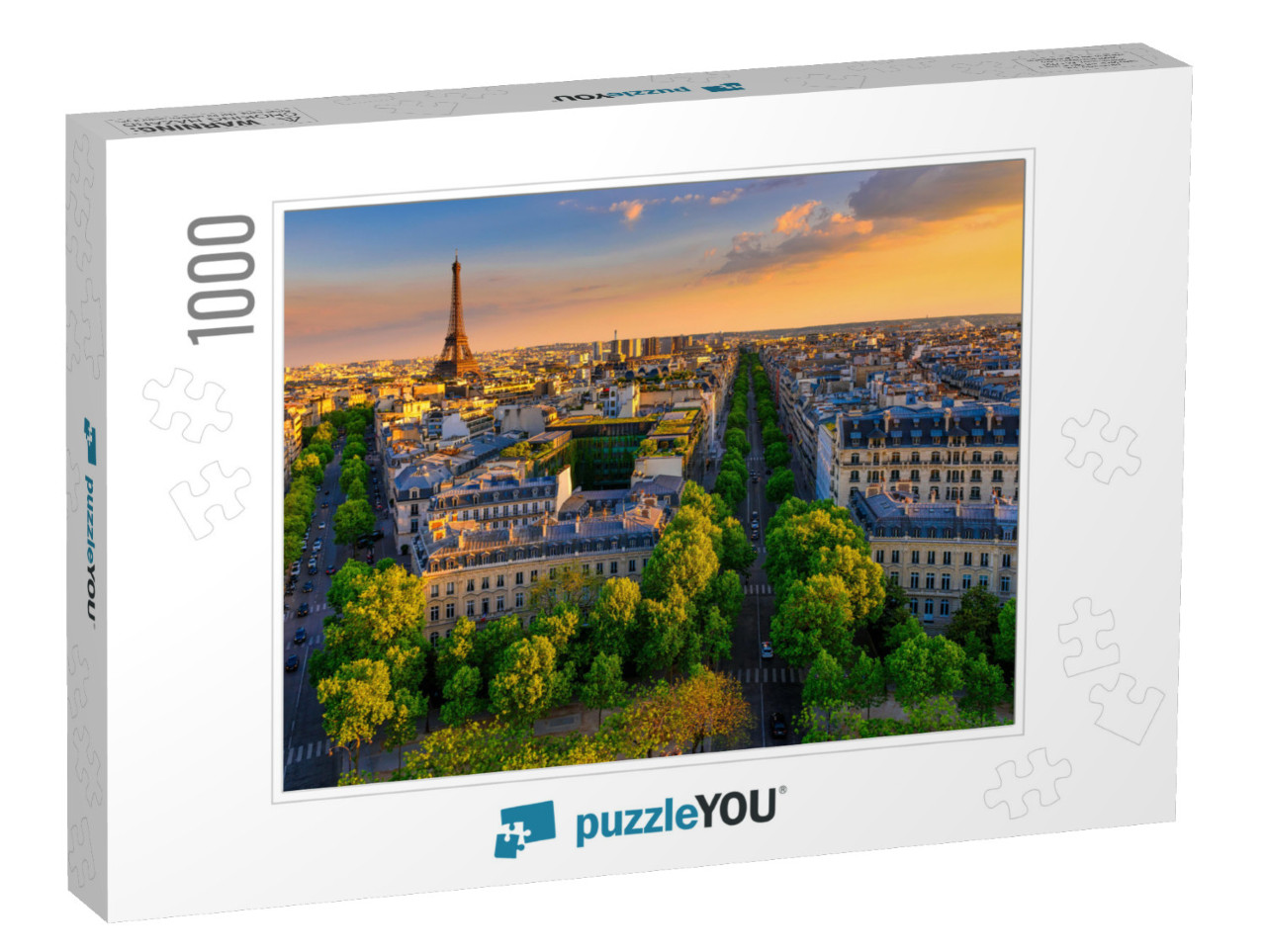 Skyline of Paris with Eiffel Tower in Paris, France. Pano... Jigsaw Puzzle with 1000 pieces