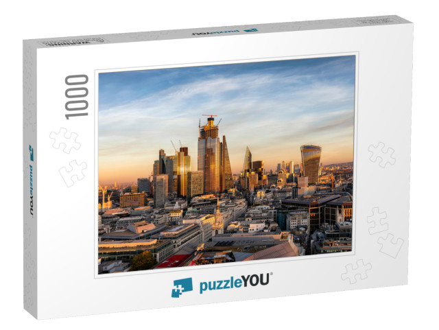 Sunset Over the Urban Skyline of the Financial District C... Jigsaw Puzzle with 1000 pieces