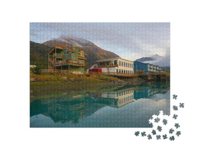 Historic Buildings At Seward Boat Harbor in Seward, Kenai... Jigsaw Puzzle with 1000 pieces