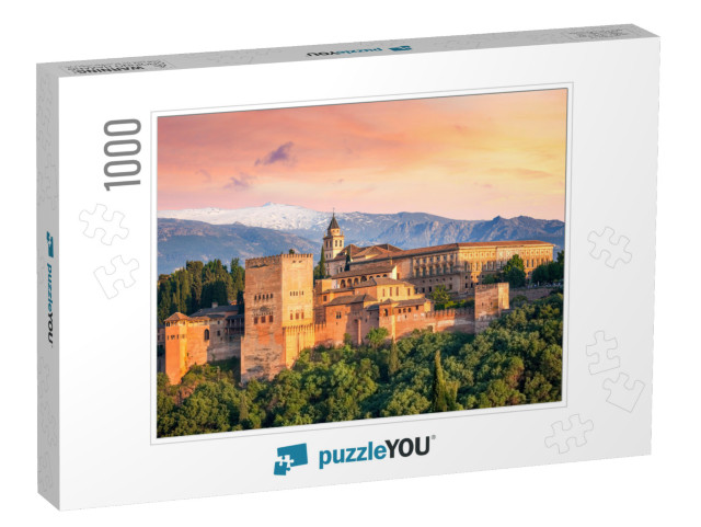 Ancient Arabic Fortress Alhambra At the Beautiful Evening... Jigsaw Puzzle with 1000 pieces