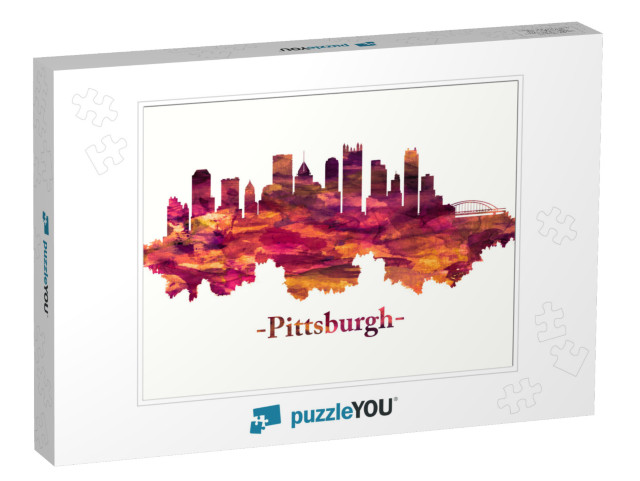 Red Skyline of Pittsburgh, City in Western Pennsylvania A... Jigsaw Puzzle