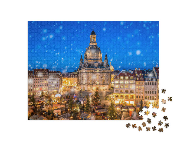 Traditional German Christmas Market in Front of the Dresd... Jigsaw Puzzle with 1000 pieces