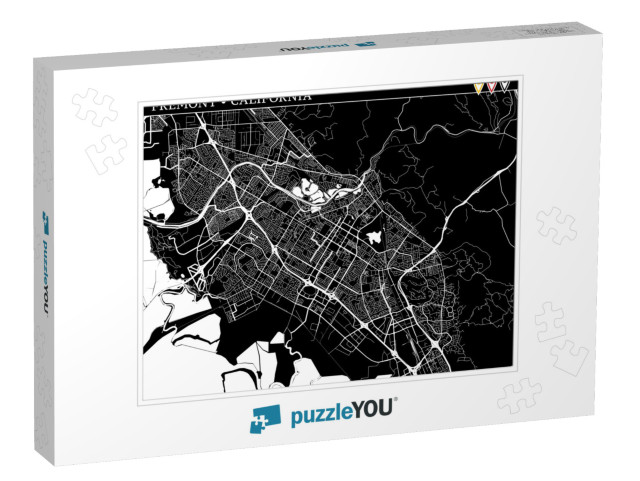 Simple Map of Fremont, California, Usa. Black & White Ver... Jigsaw Puzzle