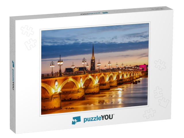 Pont De Pierre Stone Bridge on the River Garonne in Borde... Jigsaw Puzzle