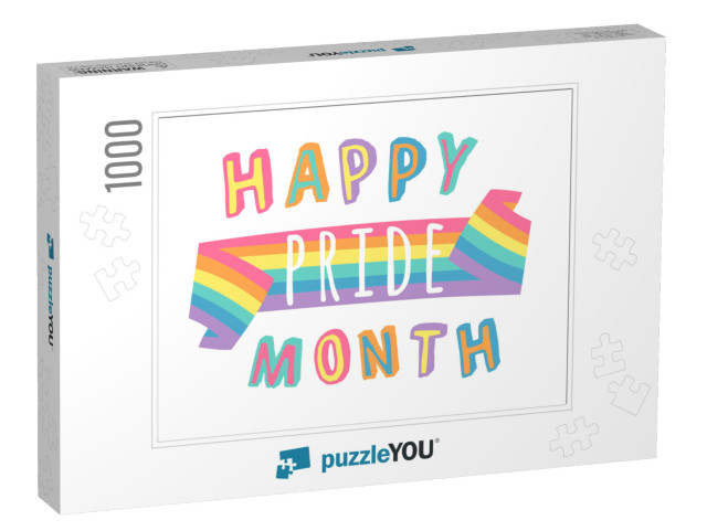 Flat Illustration Rainbow & Text. Cartoon Pride... Jigsaw Puzzle with 1000 pieces