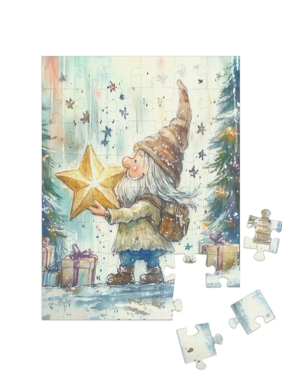 Christmas Gnome Finds the Star Jigsaw Puzzle with 48 pieces