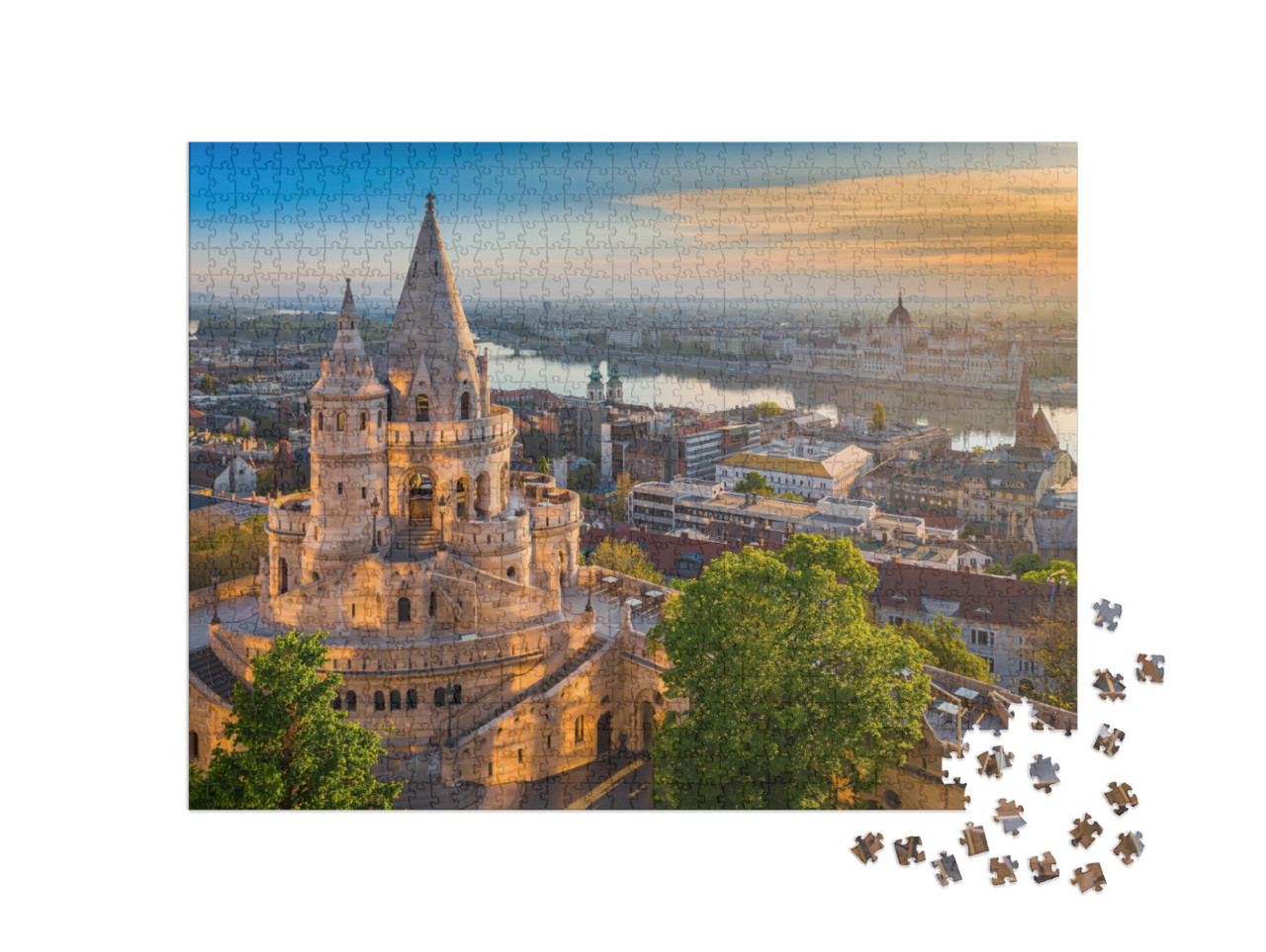 Budapest, Hungary - Beautiful Golden Summer Sunrise with... Jigsaw Puzzle with 1000 pieces