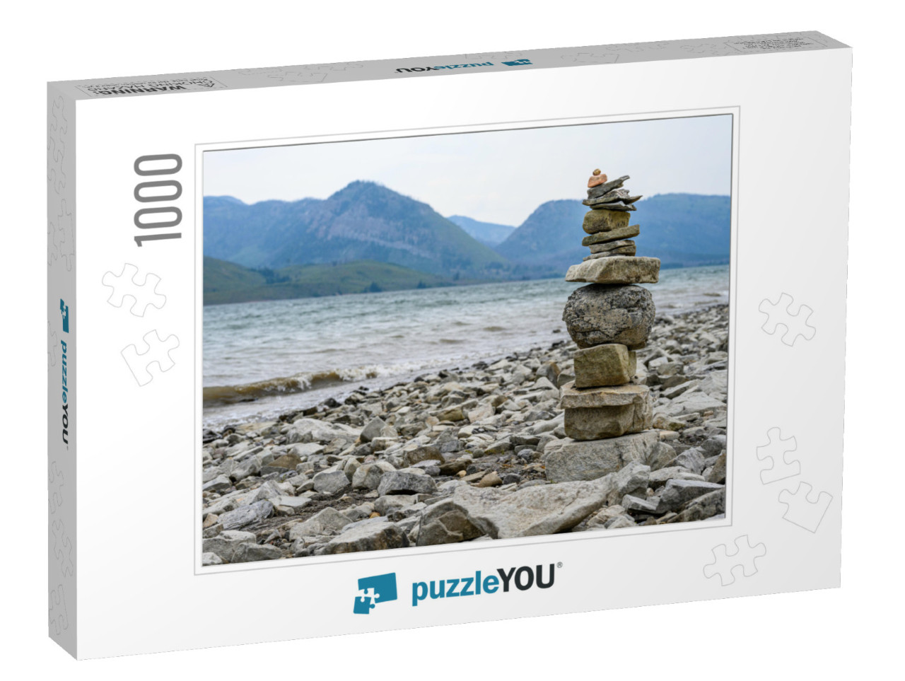 Rock Cairn on the Beach of Jackson Lake, Grand Teton Nati... Jigsaw Puzzle with 1000 pieces