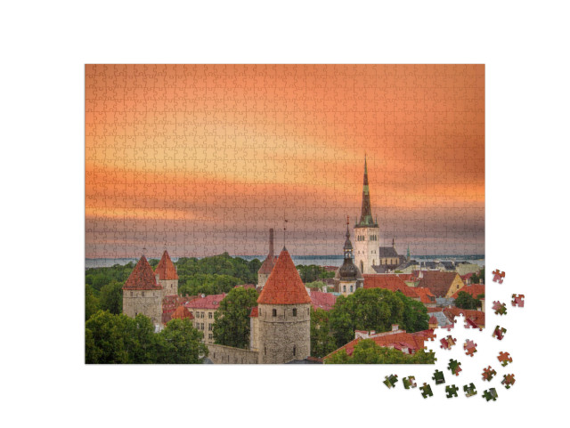 Aerial View of Tallinn Old Town, Estonia. the Classic Ico... Jigsaw Puzzle with 1000 pieces