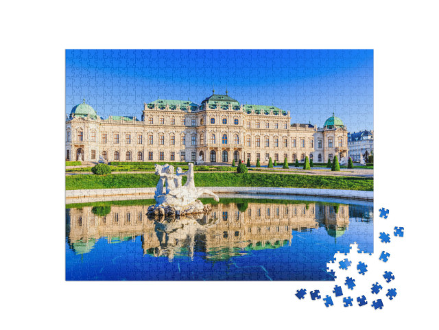 Vienna, Austria. Upper Belvedere Palace with Reflection i... Jigsaw Puzzle with 1000 pieces